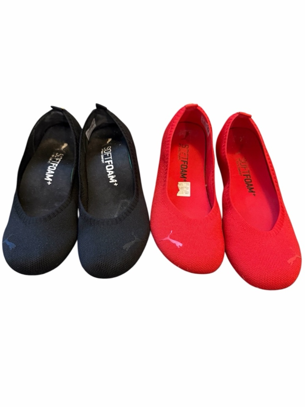 PUMA Iliana Ballerina women's flats 2 pairs knit upper, SOFTFOAM sockliner sz 7